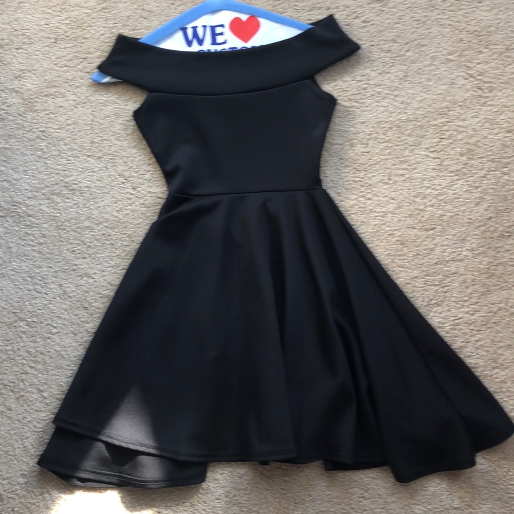 Boohoo Fit & Flare Black Off-The-Shoulder Dress Homecoming Party